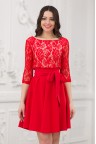 Красное короткое платье с кружевным верхом Fayola